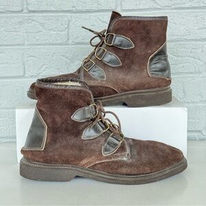 Suede Fur-Lined Ankle Boots